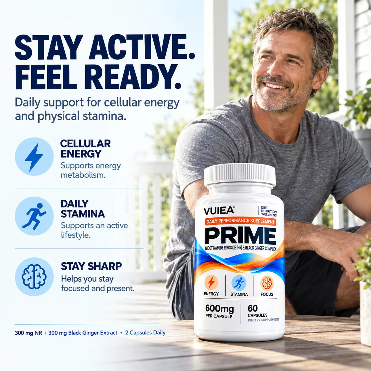 Vuiea PRIME: Nicotinamide Riboside (NR) & Black Ginger Complex
