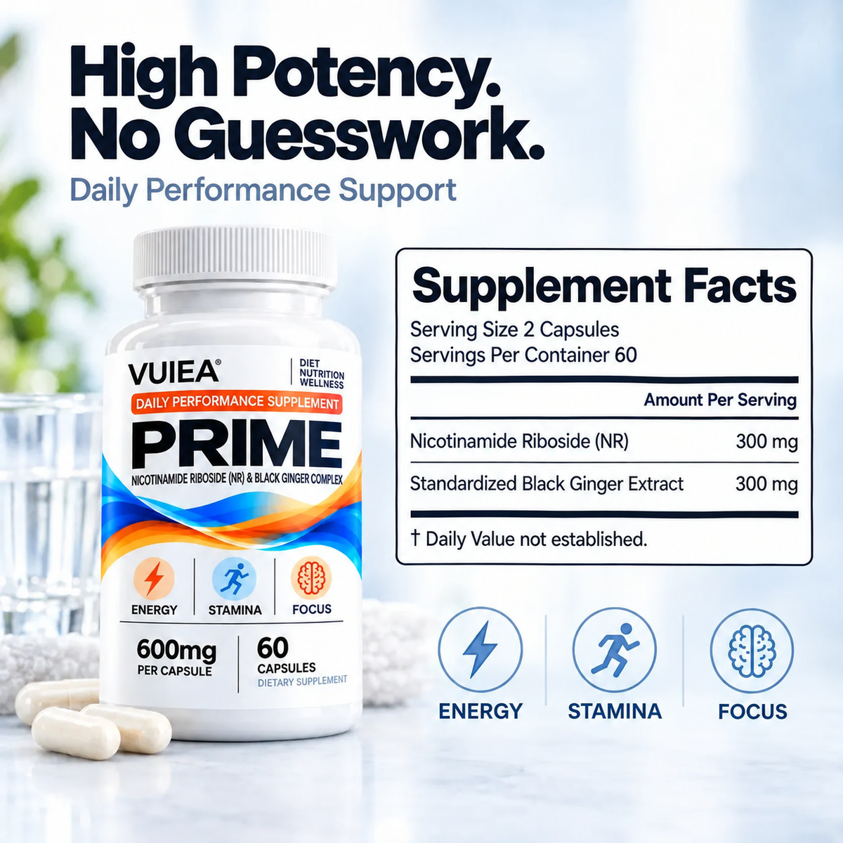 Vuiea PRIME: Nicotinamide Riboside (NR) & Black Ginger Complex